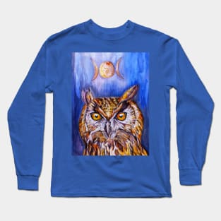 Beautiful Owl and Goddess Moon Long Sleeve T-Shirt